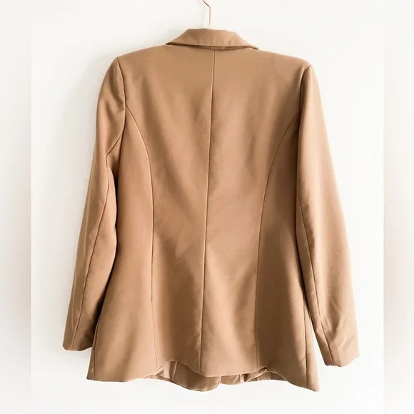 Oh Polly Tan Blazer Jacket with Pockets, Size 8 - Picture 2 of 8